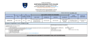 HIRING for Plantilla Position (Instructor I) – Preferably Physical Education Major