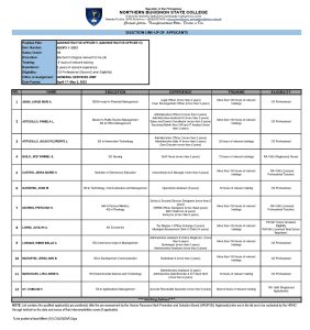 SELECTION LINE-UP OF QUALIFIED APPLICANTS Administrative Officer V (Administrative Officer III)