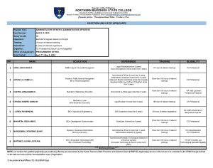 SELECTION LINE-UP OF QUALIFIED APPLICANTS Administrative Officer V (Administrative Officer III)