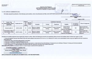 HIRING FOR PLANTILLA POSITION (INTERNAL AUDITOR III, ADMINISTRATIVE OFFICER V)
