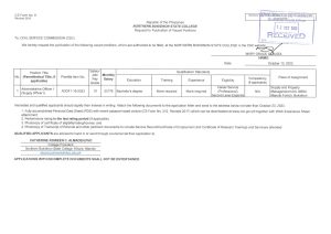 HIRING FOR PLANTILLA POSITION (ADOF I SUPPLY)