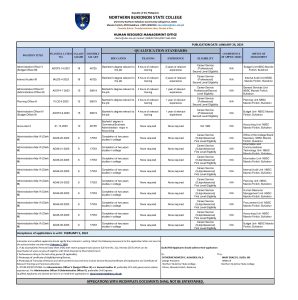 HIRING FOR PLANTILLA POSITION