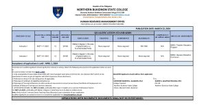 HIRING FOR PLANTILLA POSITION (INSTRUCTOR I)